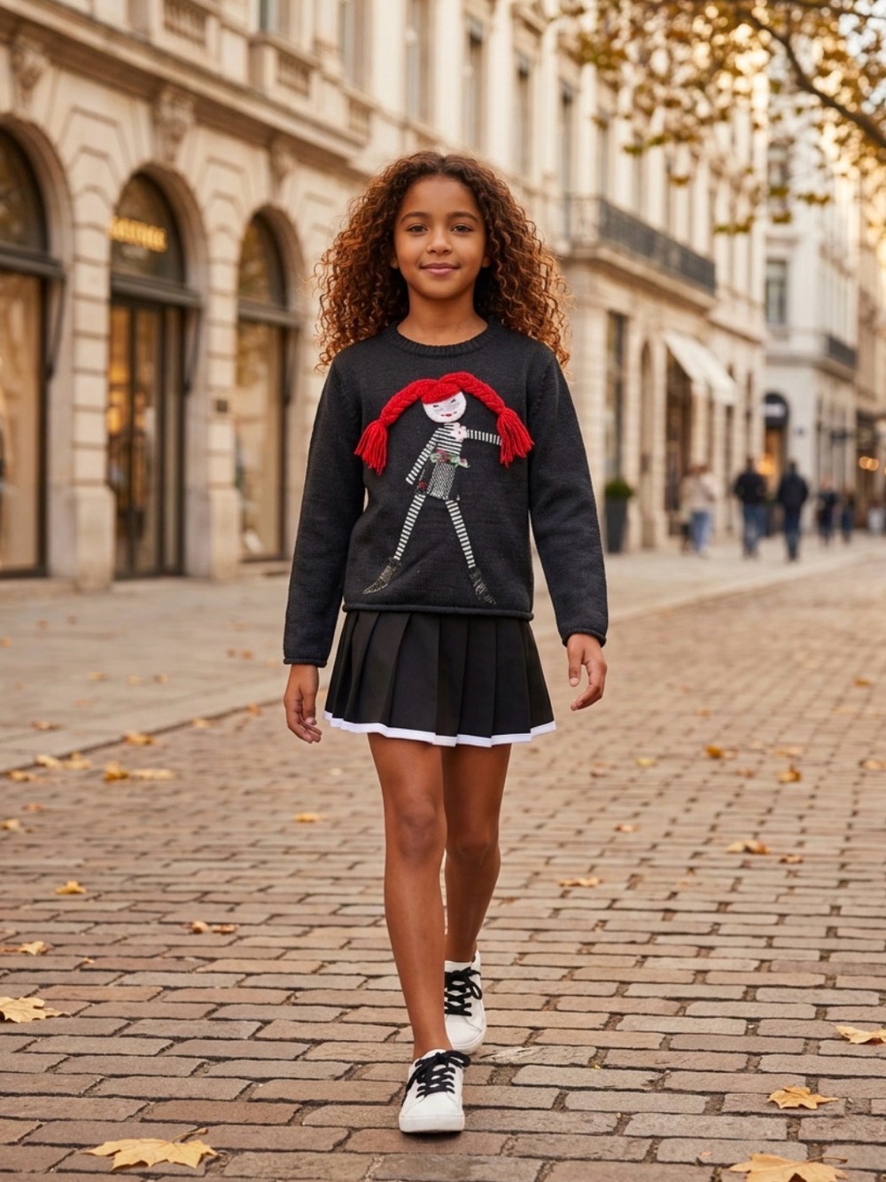 Sonia Rykiel Black Sweater with Red and White Accents